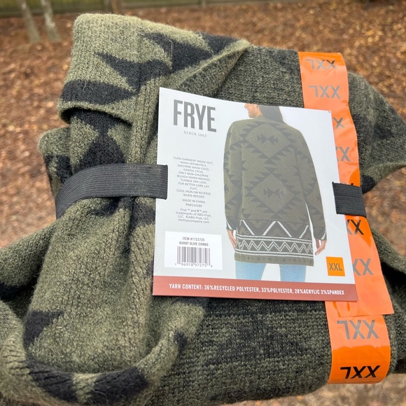 FRYE Green Jacquard Patterned Cardigan Sweater Women’s XXL NWT NEW - Picture 13 of 14